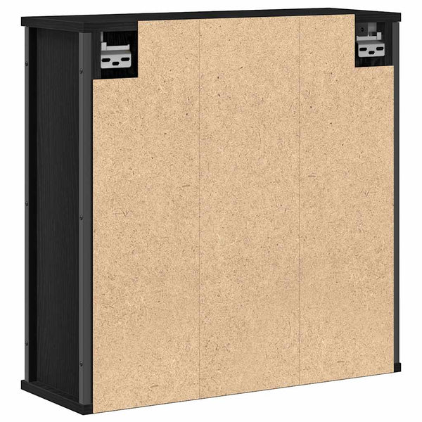Bad-Wandschrank mit Spiegel, Schwarz Eichen-Optik