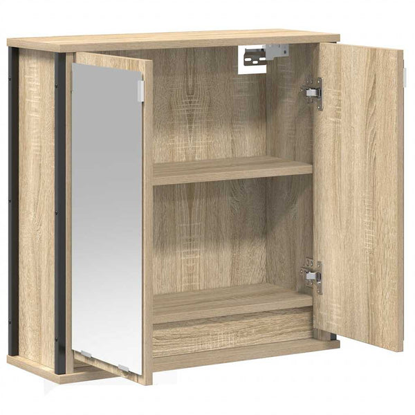 Bad-Wandschrank mit Spiegel Sonoma-Eiche 60cm