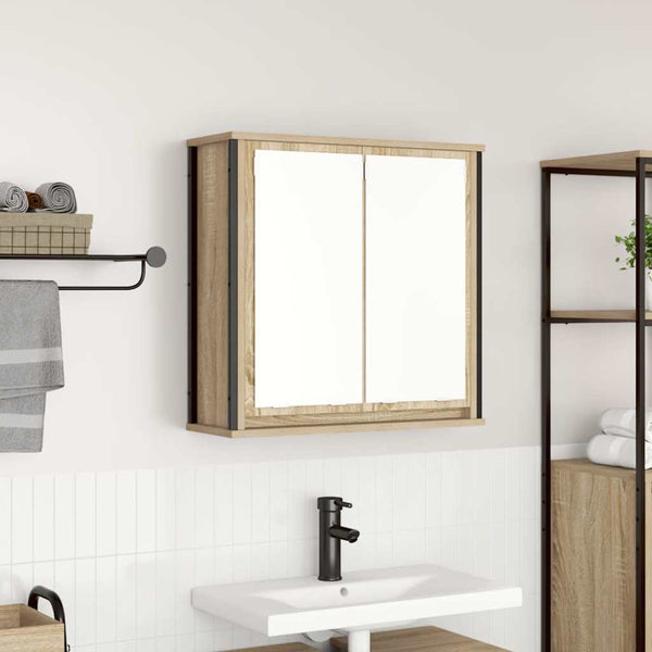Bad-Wandschrank mit Spiegel Sonoma-Eiche 60cm