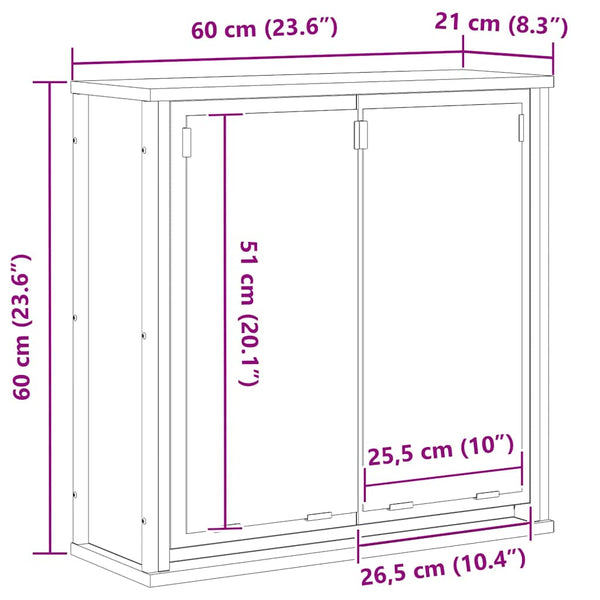 Bad-Wandschrank mit Spiegel Räuchereiche 60 cm