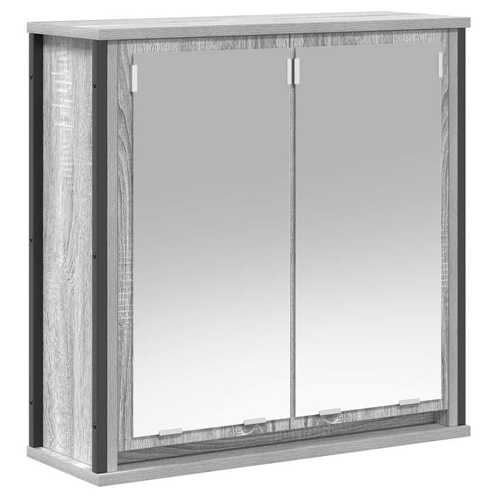 Bad-Wandschrank mit Spiegel Grau Sonoma 60cm