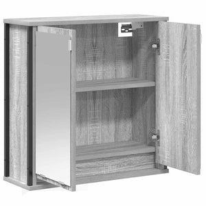 Bad-Wandschrank mit Spiegel Grau Sonoma 60cm