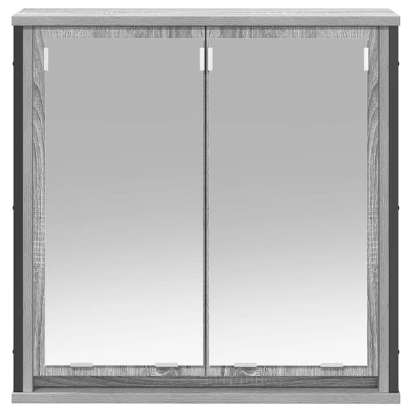 Bad-Wandschrank mit Spiegel Grau Sonoma 60cm