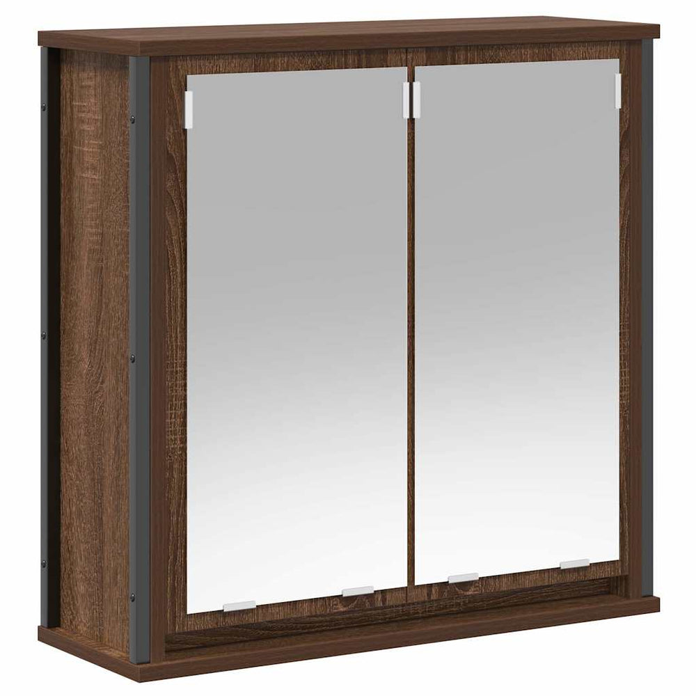 Bad-Wandschrank mit Spiegel Braun Eichen-Optik 60 cm