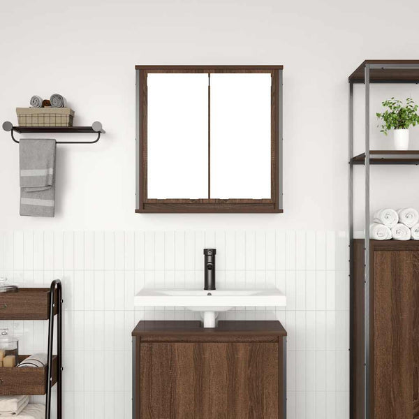Bad-Wandschrank mit Spiegel Braun Eichen-Optik 60 cm