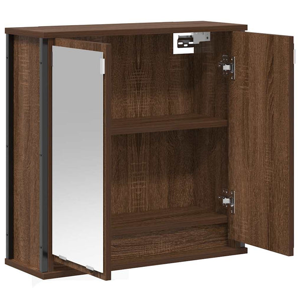 Bad-Wandschrank mit Spiegel Braun Eichen-Optik 60 cm