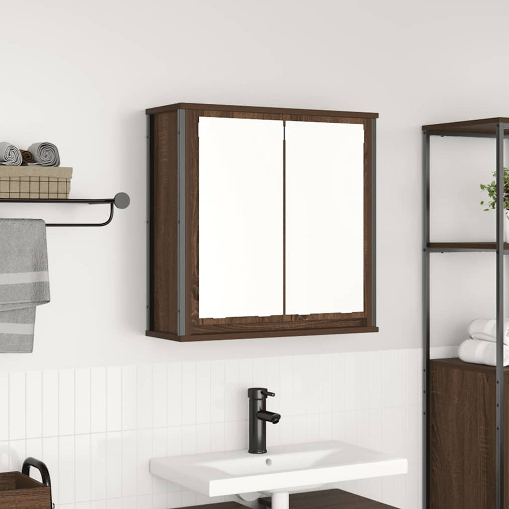 Bad-Wandschrank mit Spiegel Braun Eichen-Optik 60 cm