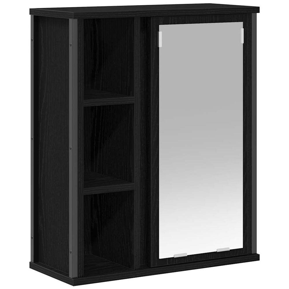 Bad-Wandschrank mit Spiegel Schwarz Eichen-Optik 50x60 cm