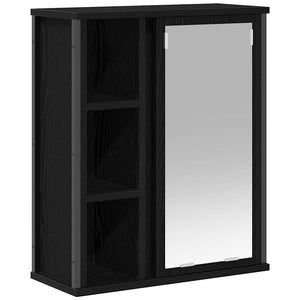 Bad-Wandschrank mit Spiegel Schwarz Eichen-Optik 50x60 cm