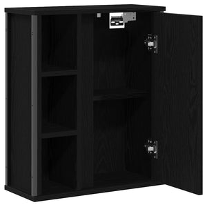 Bad-Wandschrank mit Spiegel Schwarz Eichen-Optik 50x60 cm