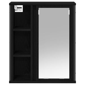Bad-Wandschrank mit Spiegel Schwarz Eichen-Optik 50x60 cm