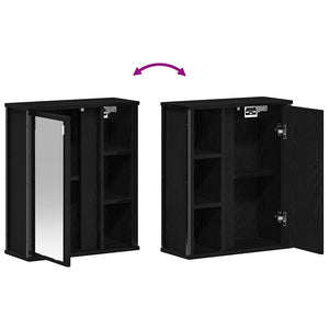 Bad-Wandschrank mit Spiegel Schwarz Eichen-Optik 50x60 cm
