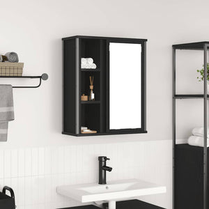 Bad-Wandschrank mit Spiegel Schwarz Eichen-Optik 50x60 cm
