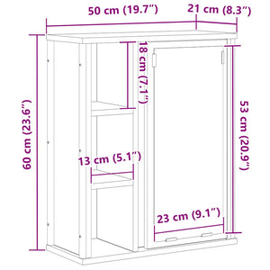 Bad-Wandschrank Sonoma Eiche mit Spiegel 50x60 cm