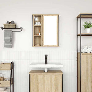 Bad-Wandschrank Sonoma Eiche mit Spiegel 50x60 cm