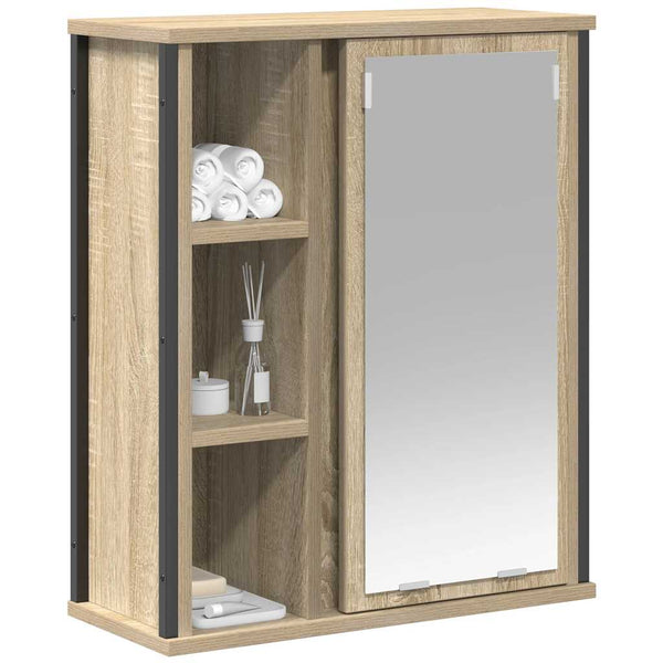 Bad-Wandschrank Sonoma Eiche mit Spiegel 50x60 cm