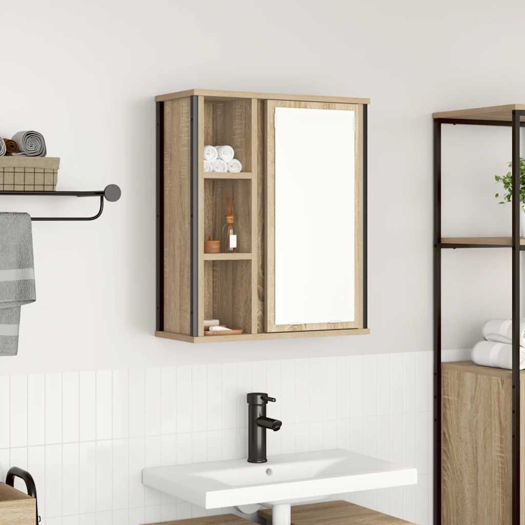 Bad-Wandschrank Sonoma Eiche mit Spiegel 50x60 cm