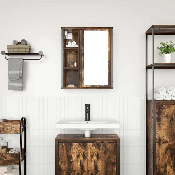 Bad-Wandschrank mit Spiegel Räuchereiche 50x60 cm