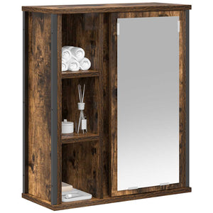 Bad-Wandschrank mit Spiegel Räuchereiche 50x60 cm