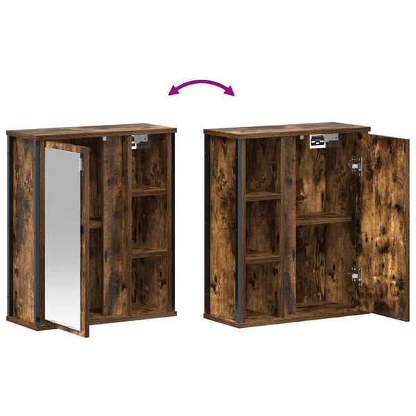 Bad-Wandschrank mit Spiegel Räuchereiche 50x60 cm