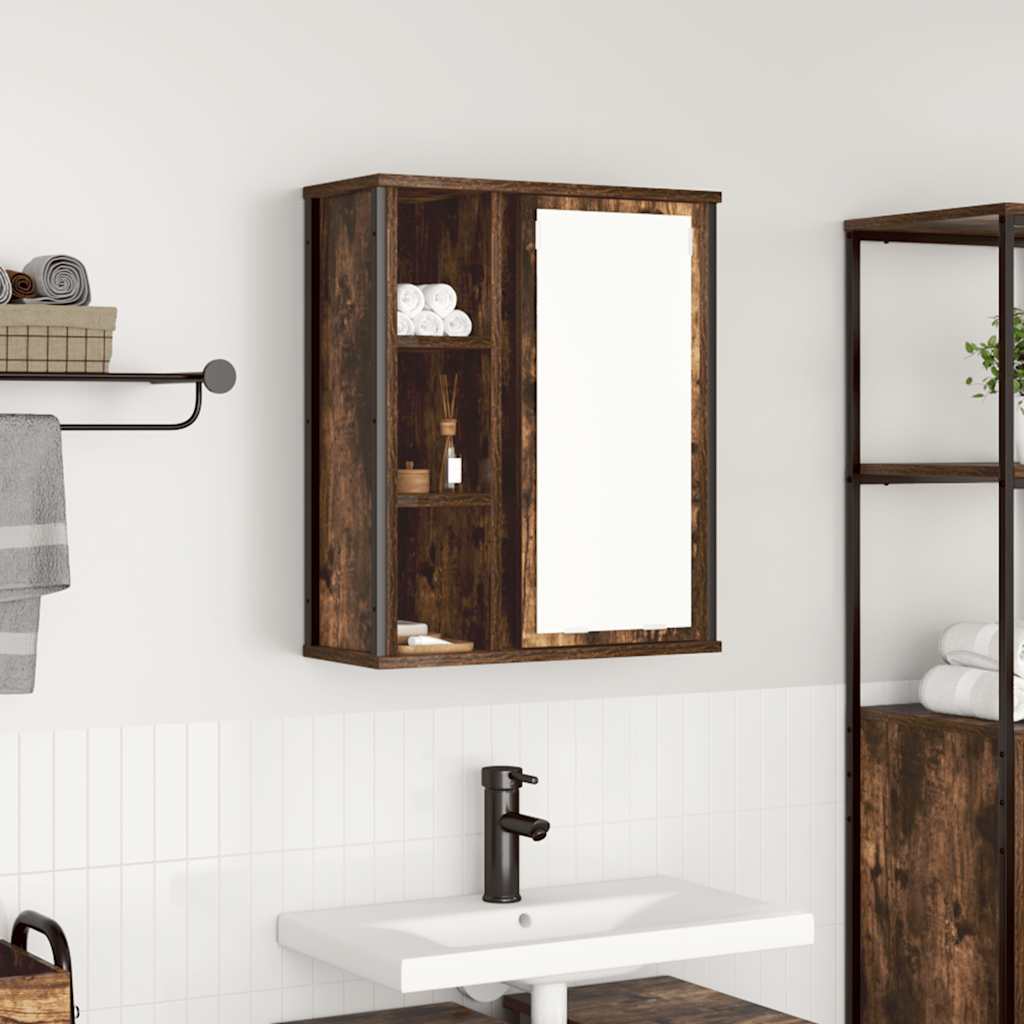Bad-Wandschrank mit Spiegel Räuchereiche 50x60 cm