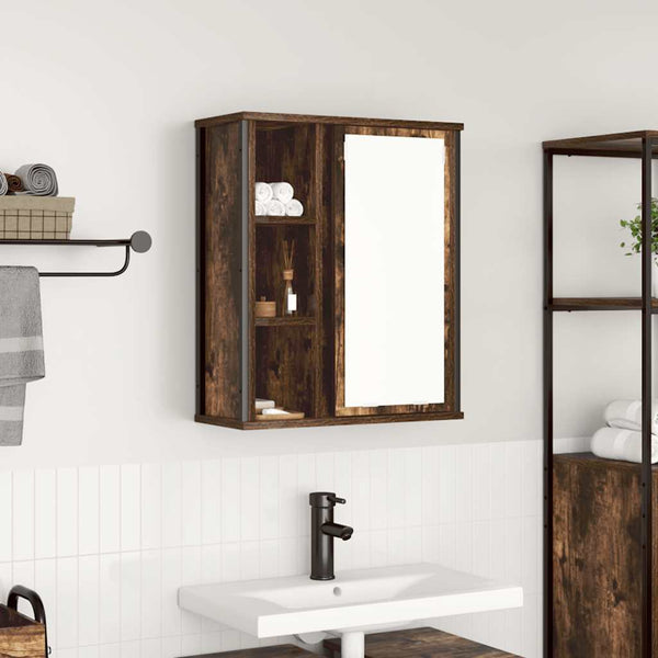 Bad-Wandschrank mit Spiegel Räuchereiche 50x60 cm