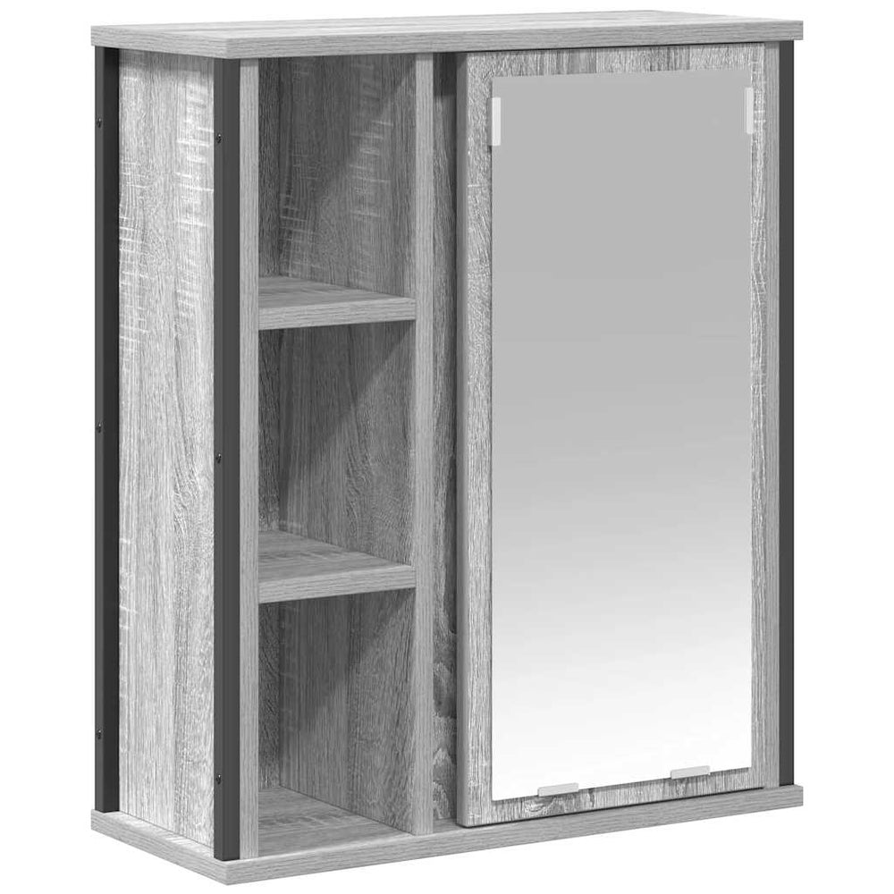 Bad-Wandschrank mit Spiegel Grau Sonoma 50x60 cm