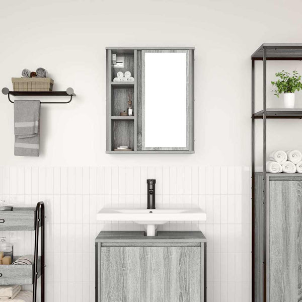 Bad-Wandschrank mit Spiegel Grau Sonoma 50x60 cm