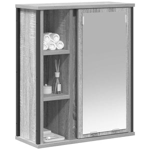 Bad-Wandschrank mit Spiegel Grau Sonoma 50x60 cm