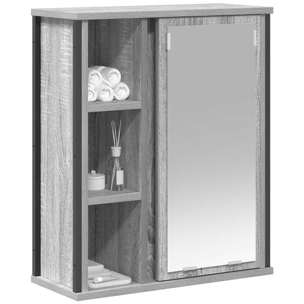 Bad-Wandschrank mit Spiegel Grau Sonoma 50x60 cm