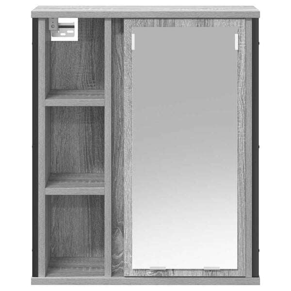 Bad-Wandschrank mit Spiegel Grau Sonoma 50x60 cm