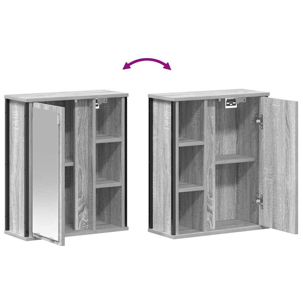 Bad-Wandschrank mit Spiegel Grau Sonoma 50x60 cm