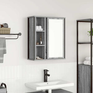 Bad-Wandschrank mit Spiegel Grau Sonoma 50x60 cm