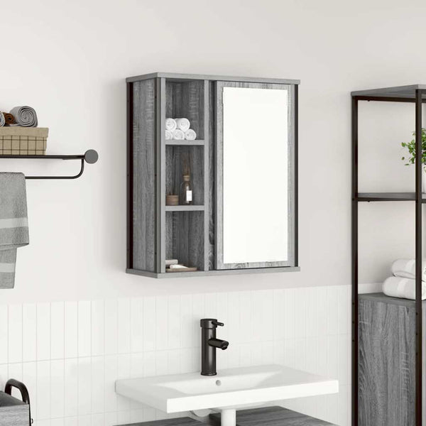 Bad-Wandschrank mit Spiegel Grau Sonoma 50x60 cm