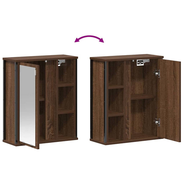 Bad-Wandschrank mit Spiegel Eichen-Optik 50x60 cm