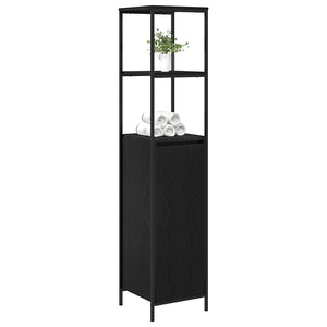 Badschrank mit Regalen Schwarz Eiche 36x35x165 cm