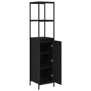 Badschrank mit Regalen Schwarz Eiche 36x35x165 cm