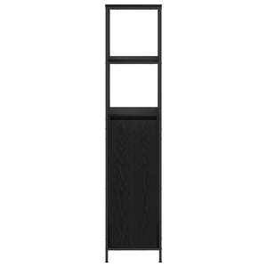 Badschrank mit Regalen Schwarz Eiche 36x35x165 cm