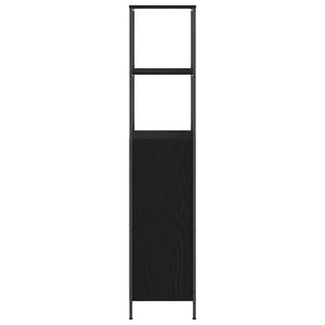 Badschrank mit Regalen Schwarz Eiche 36x35x165 cm