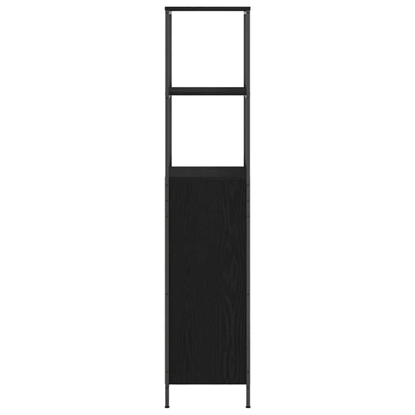 Badschrank mit Regalen Schwarz Eiche 36x35x165 cm
