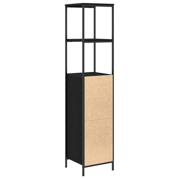 Badschrank mit Regalen Schwarz Eiche 36x35x165 cm