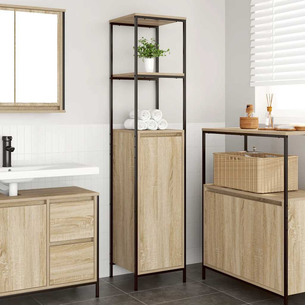 Badschrank Sonoma-Eiche mit Regalen 36x35x165 cm