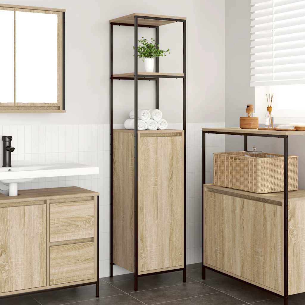 Badschrank Sonoma-Eiche mit Regalen 36x35x165 cm