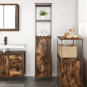 Badschrank Räuchereiche mit Regalen 165 cm