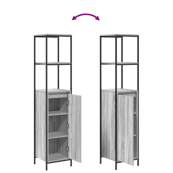 Grauer Badschrank mit Regalen