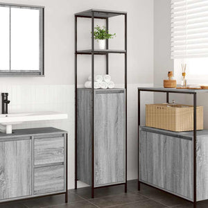 Grauer Badschrank mit Regalen