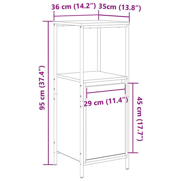 Badschrank Schwarz Eichen-Optik, 36x35x95 cm