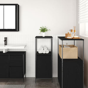 Badschrank Schwarz Eichen-Optik, 36x35x95 cm