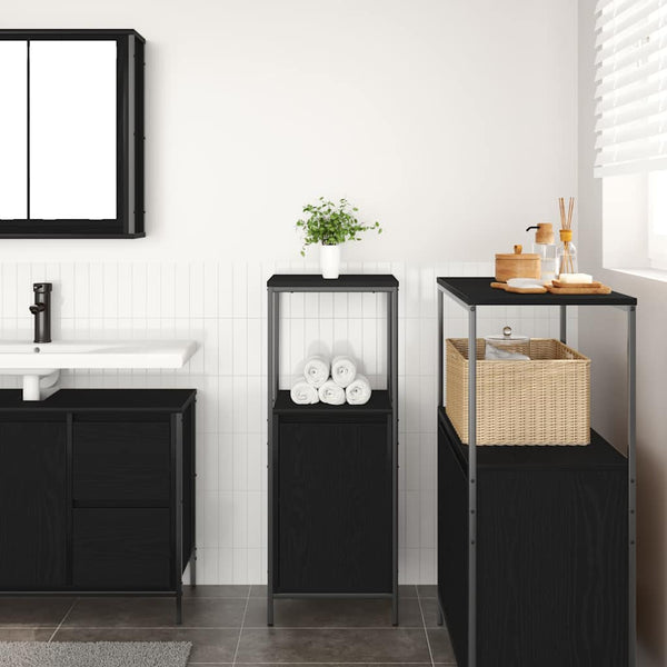 Badschrank Schwarz Eichen-Optik, 36x35x95 cm