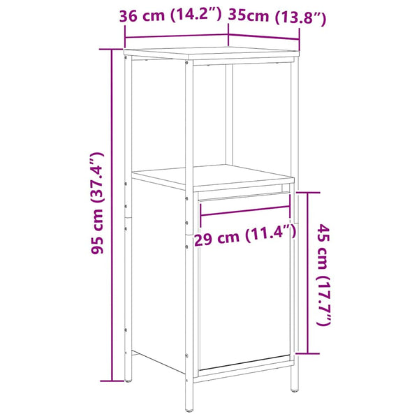 Badschrank Räuchereiche mit Regalen, 95 cm